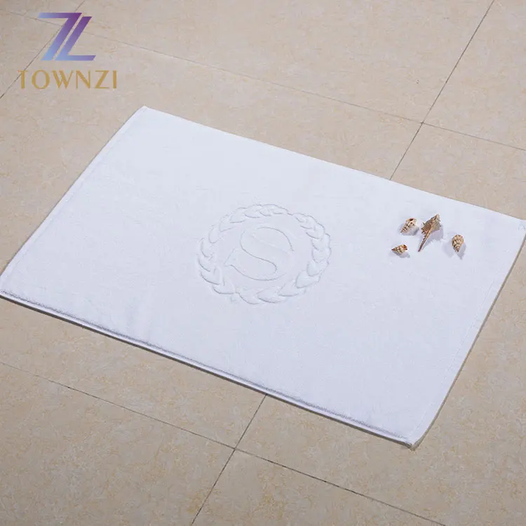 Standard Size 50*80cm Hotel Cotton Bath Mat White Terry Cotton Bath Mat