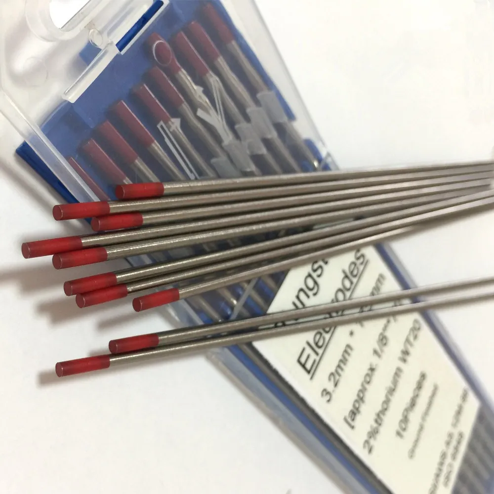 2 Wt20 Thoriated Red Tip Welding Tungsten Electrode,Green Wp,Grey Wc20