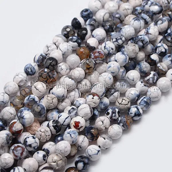 

Natural  Round Faceted Fire Agate Gemstone Beads for Sale