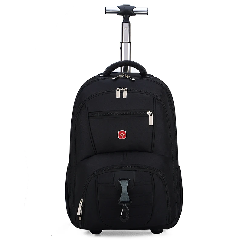 

backpack luggage Removable Hand Trolley Luggage Wheeled Backpack Rolling Backpacks 2 Wheels student design, Black