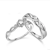 

Wholesale Fashion Jewelry Women Ladies 925 Sterling Silver Crystal Wedding Couple Rings