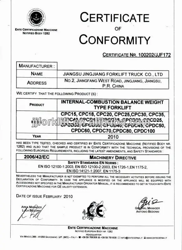 new CE for all forklift
