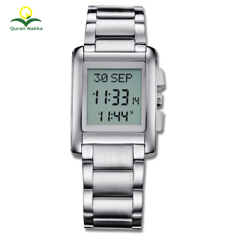

Al fajr Reloj Azan Watch Muslim Prayer Alarm Wrist Watches, Silver
