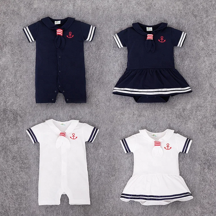 

New Design Summer Baby Clothes Little Navy Short Sleeve Polo Rompers Newborn, Can choose color