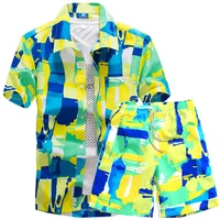 

Men's Short Sleeve Hawaiian Shirt And Shorts Summer Casual Beach Hawaii Shirts Shorts Pants Two Piece Suit Men