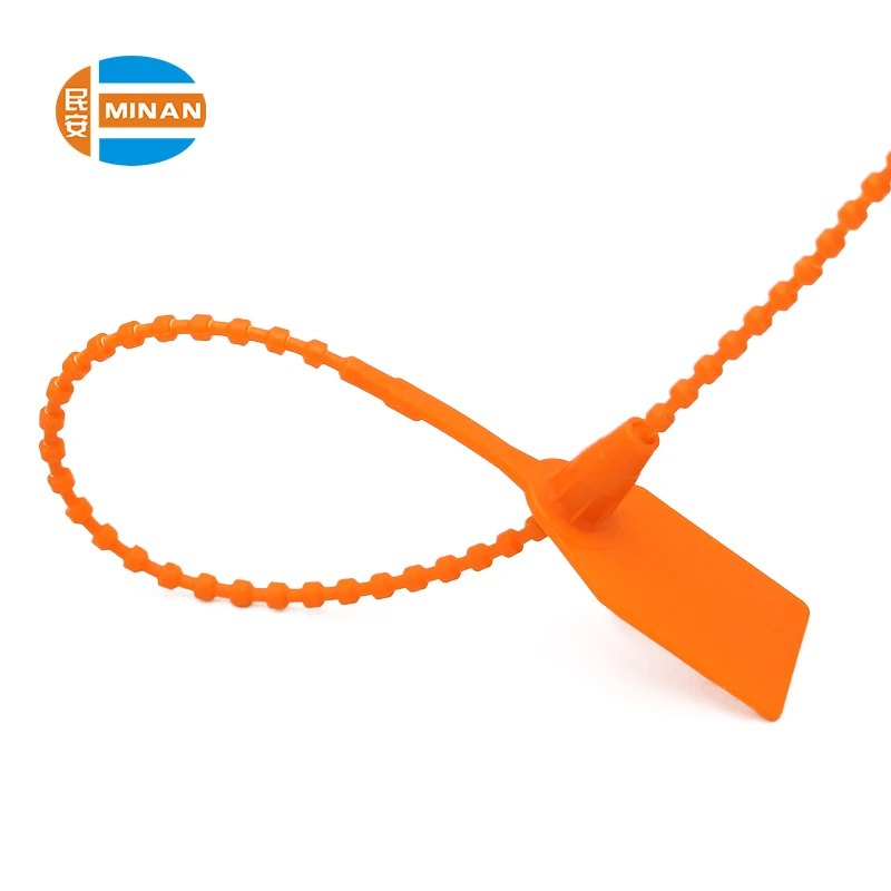 MA - PS 6032Airline security tamper proof Adjustable length PP plastic seals with logo and number for luggage