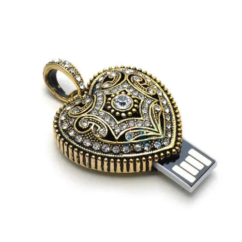 

Classic Heart Jewelry USB Flash Drive Lady Pendrive For Elegant Promotion Gift From 1GB to 128GB