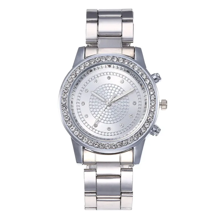 

9209 Good Quality Silver Case Band Fashion Ladies Women Wrist Cheap Steel Watch, 3 color as photo