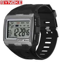 

SYNOKE Trendy Silver Square Watch Fashion Big Wrist Watches For Men