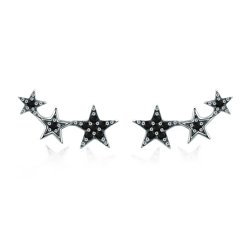 

Fashion earring trend 925 Sterling Silver Star Black CZ Stud Earrings for Women Sterling Silver Jewelry