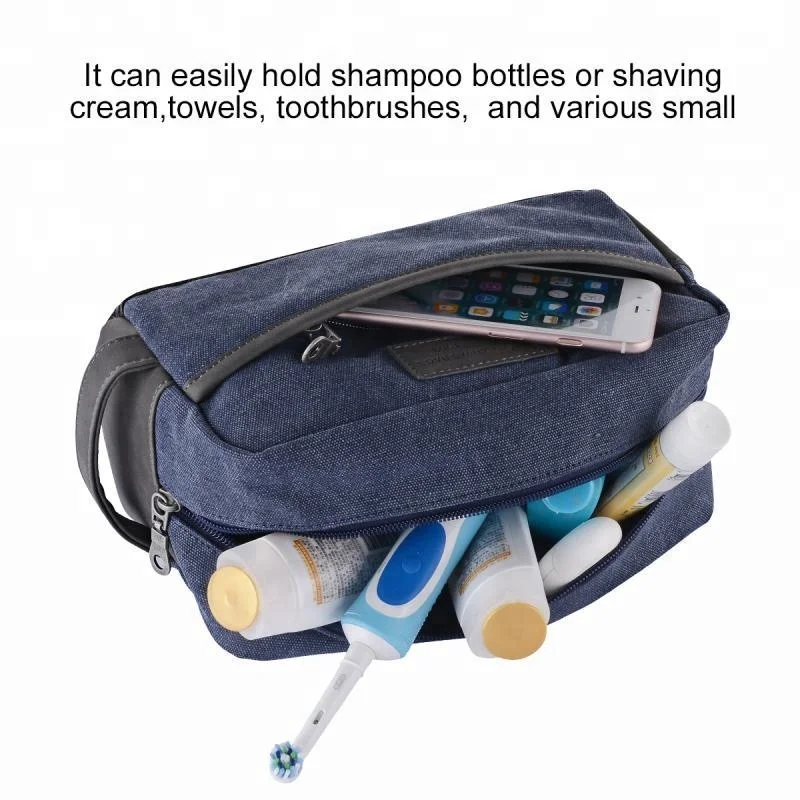 2019 Classic Vintage Canvas Wash Shower Organizer Waterproof Shaving Travel Toiletry Bag Men