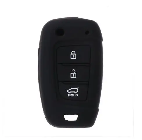 

3 Buttons Silicone Car Key Fob Cover Case For Hyundai Elantra Solaris 2017 Santa