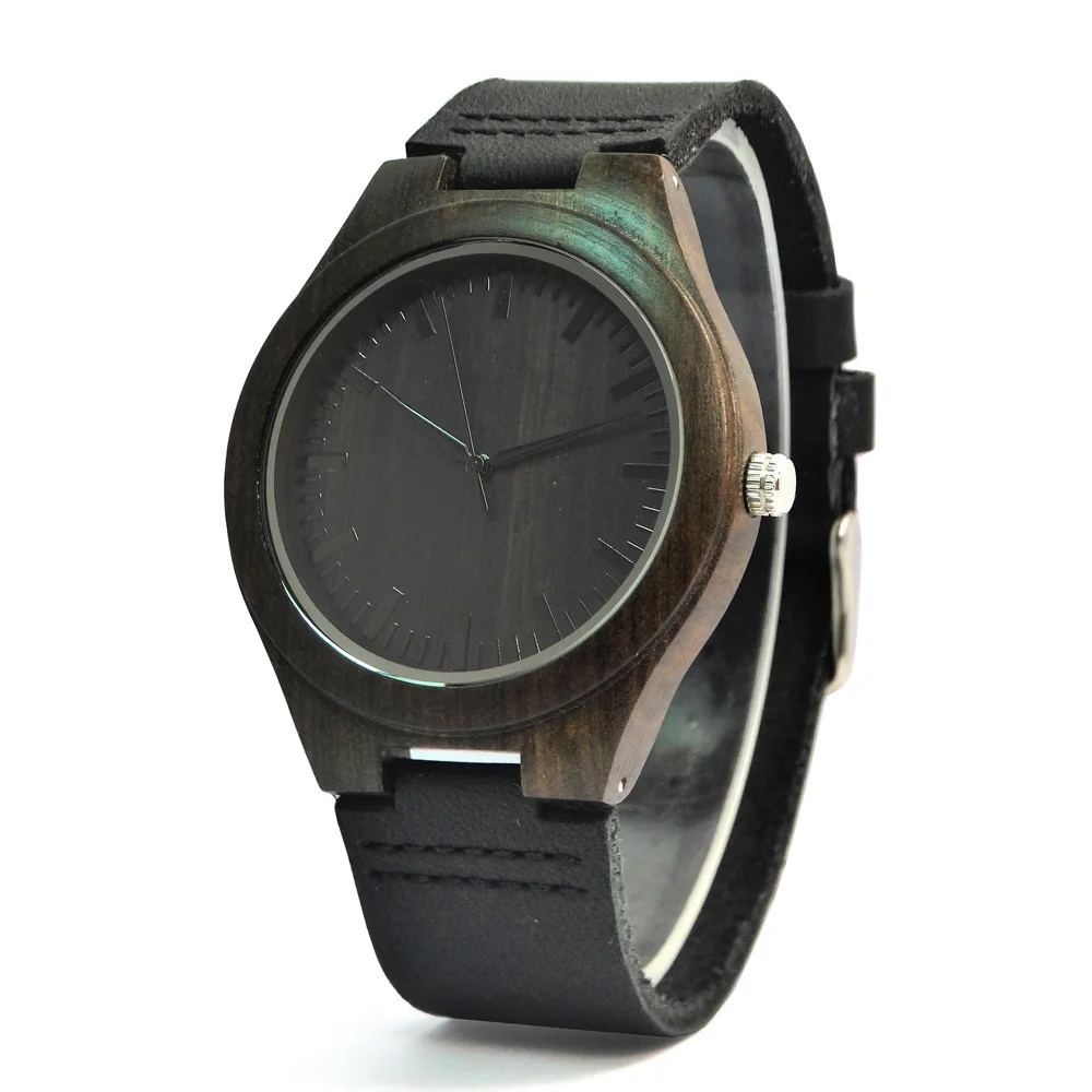 

hot selling black sandal wood wrist watches for men women