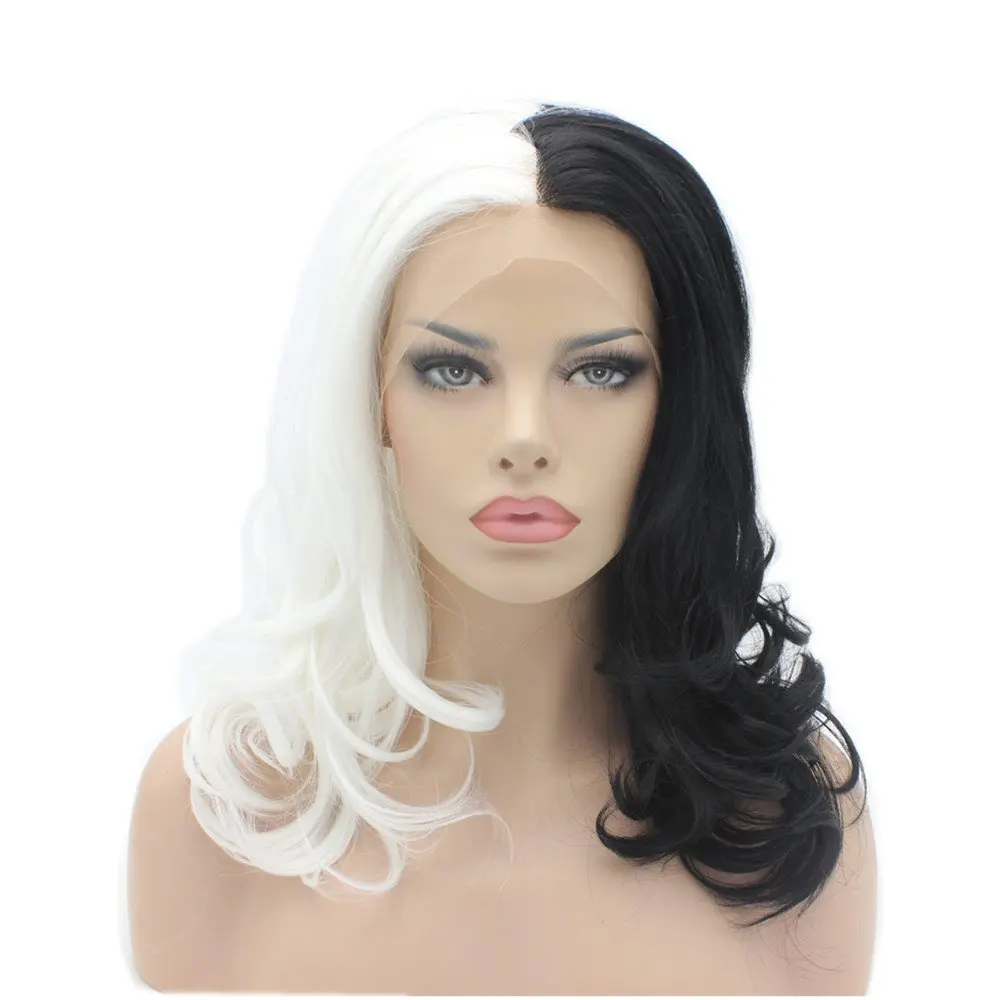 Buy Lushy Medium Length 16inch Half Black Half White Mix Synthetic