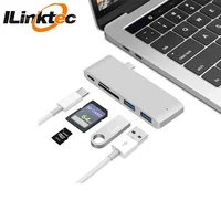 

Ilinktec 5 in 1 Type C Hub to USB 3.0 Hub Splitter Adapter Power Port SD/TF Card Reader OTG Combo Converter for Macbook