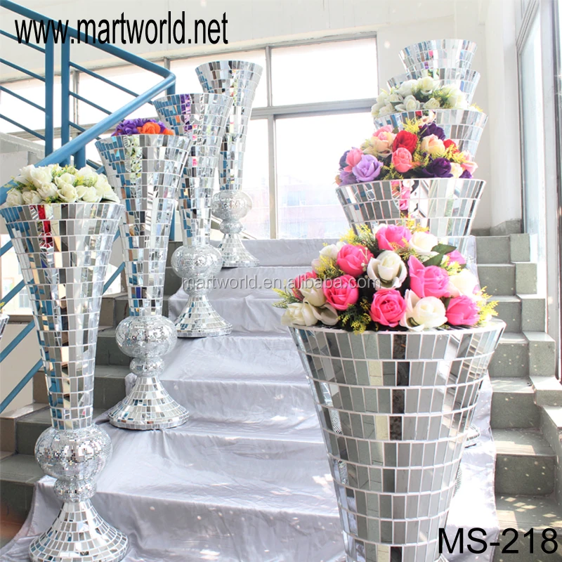 Unique Silver Wedding Decorative Pillars And Columns,Mirror Glass Fiber