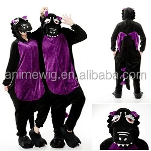 

Wholesale Kartoon Flannel Unisex Adult Black Dragon Animal Onesie Sleepwear Cosplay Halloween Costume Pajamas Costume