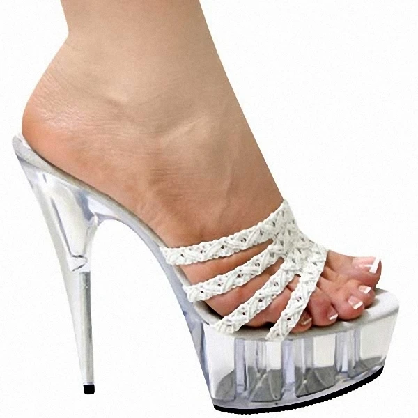 glass stiletto heels