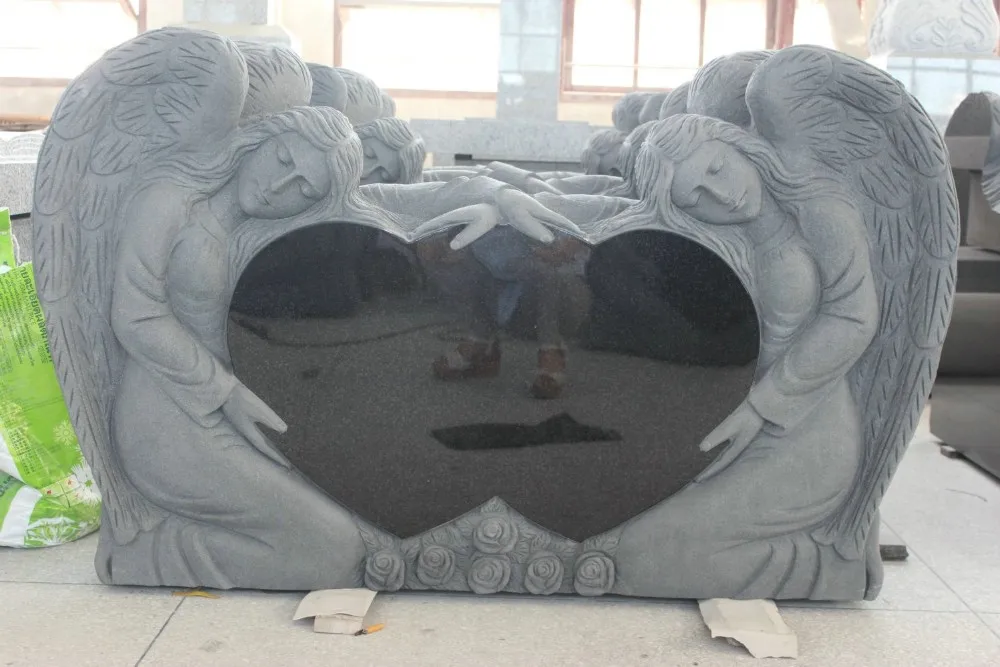 Granite Monument Heart Shaped Double Angel Headstone - Buy Monument ...