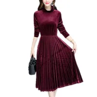 

YSMARKET Fashion Autumn Winter Women Velvet Dresses New Retro Ladies Dresses Solid Elegant Big Swing Party Dress EDA6047