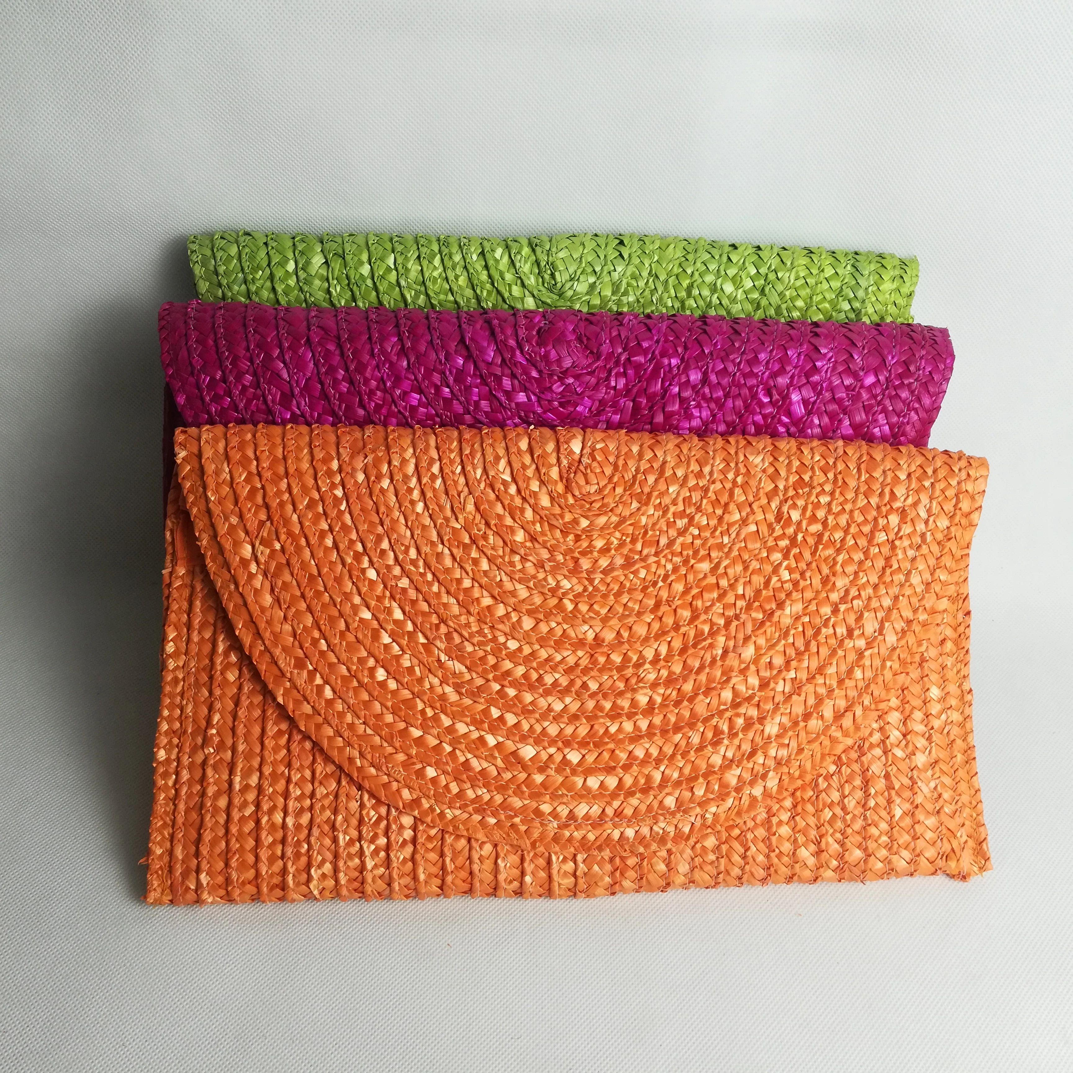 

china hot sale wheat straw beach bag straw clutch bag, Orange /green/pink