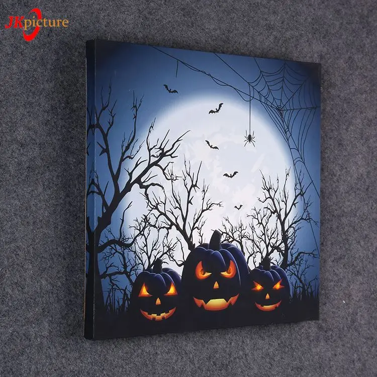 Halloween Painting Home Goods Wall Art Led Light Canvas Picture