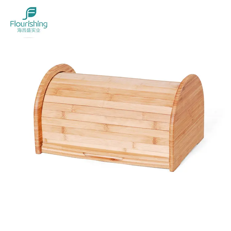 Eco Friendly Cheap Bamboo Wooden Kitchen Bread Storage Box Bread