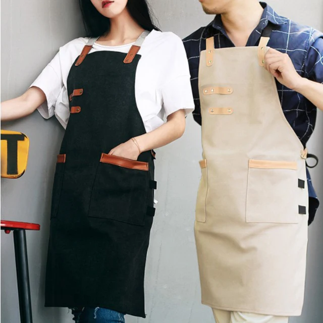 
Canvas Work bbq Apron Customized Logo Tool Apron Garden Aprons with Tool Pockets 