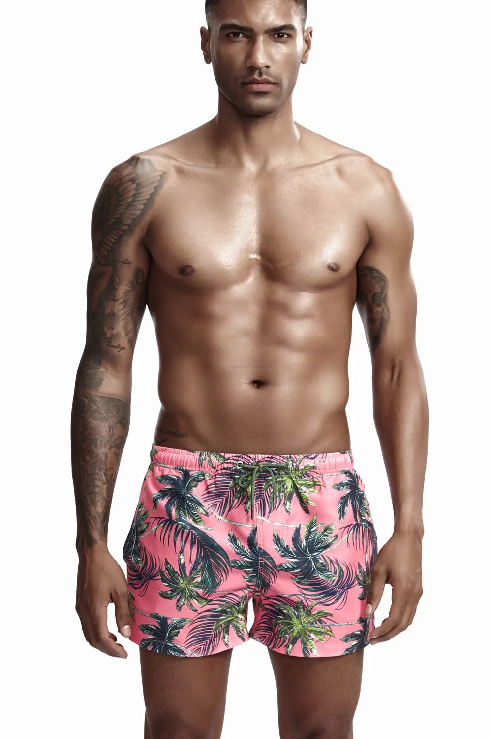 Wholesale Beach Men Wear Pink Floral Print Male Swim Swimming Trunks ...