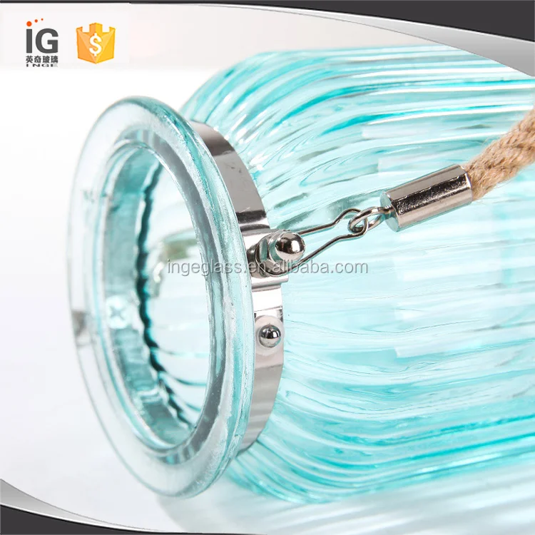 Round Glass Candle Holder With Rope Handle,Rope Handle Glass Lantern