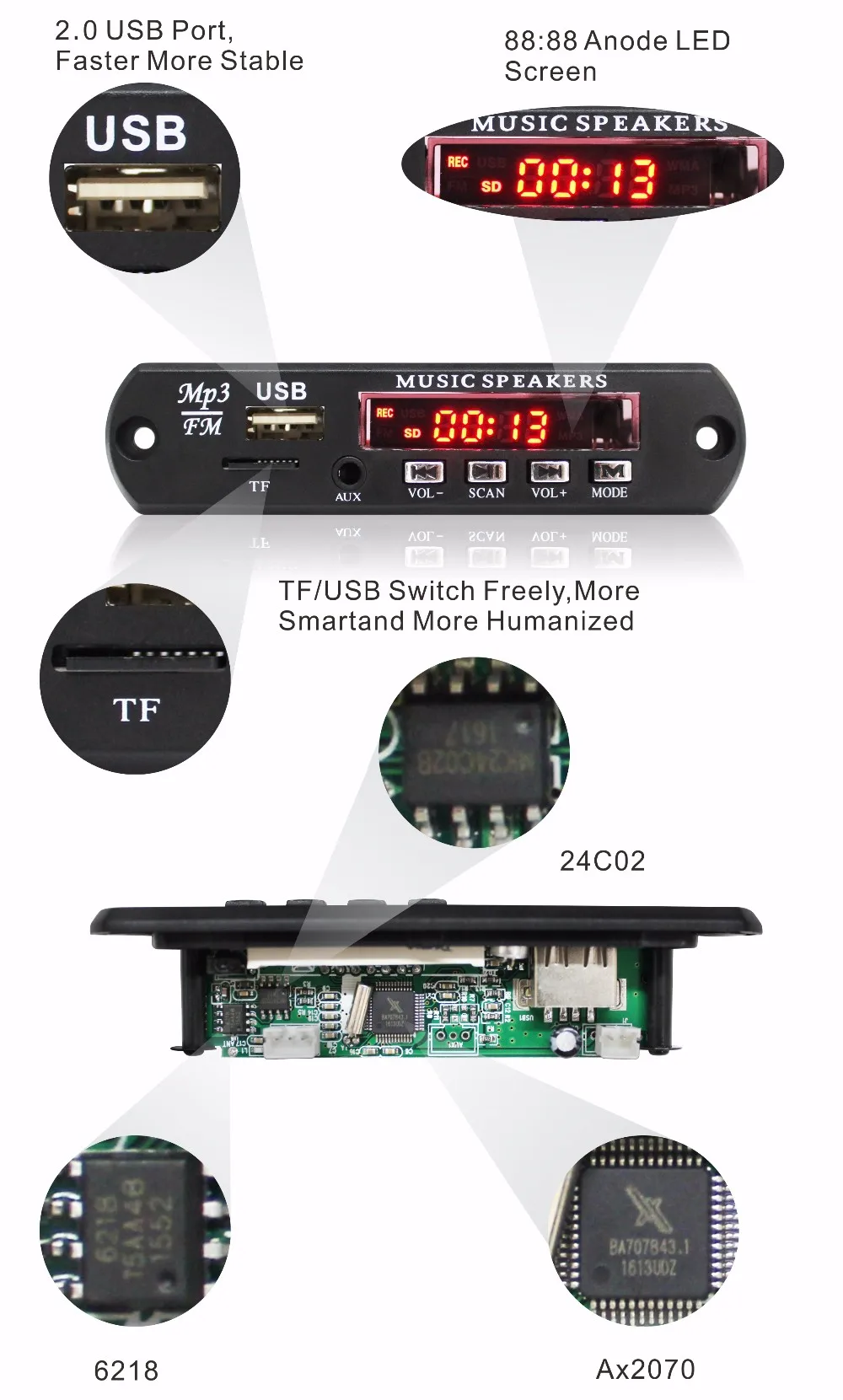 Mini User Recorder Manual Car Mp3 Player Fm Radio Module, Usb Mp3