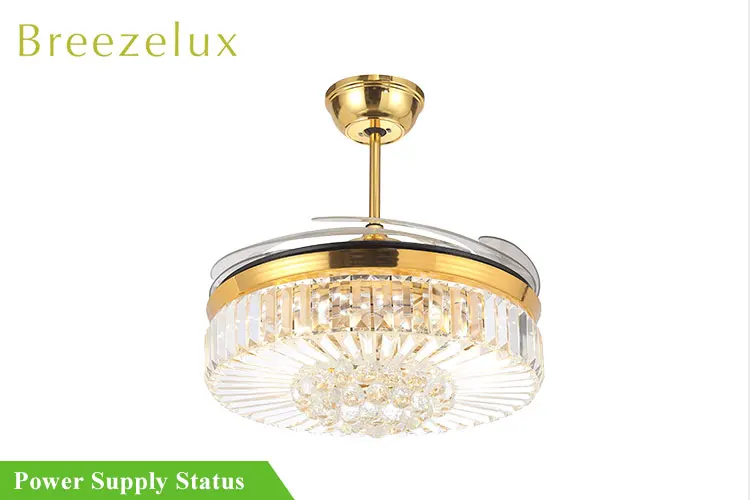 Wholesale luxury ceiling fan with light plastic blades rectangular crystal chandelier