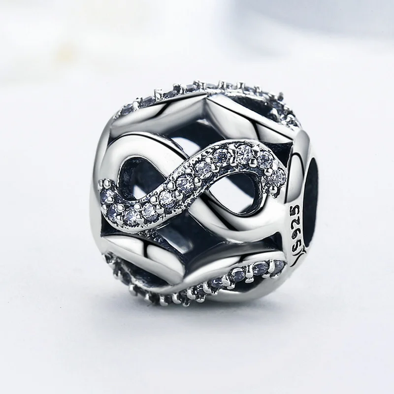 

Sterling Silver Zircon Round Infinity Hollow Charm
