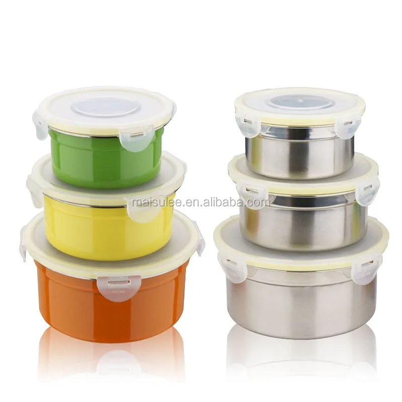 

stainless steel takeaway food fresh insulated storage hot container 3 Tier Round lunch Bento box with lock Serving Bowl With Lid, N/a