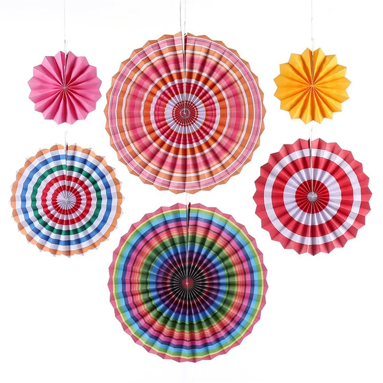 Paper Fan Round Folding Fans Hanging Wedding Girl Birthday Party ...