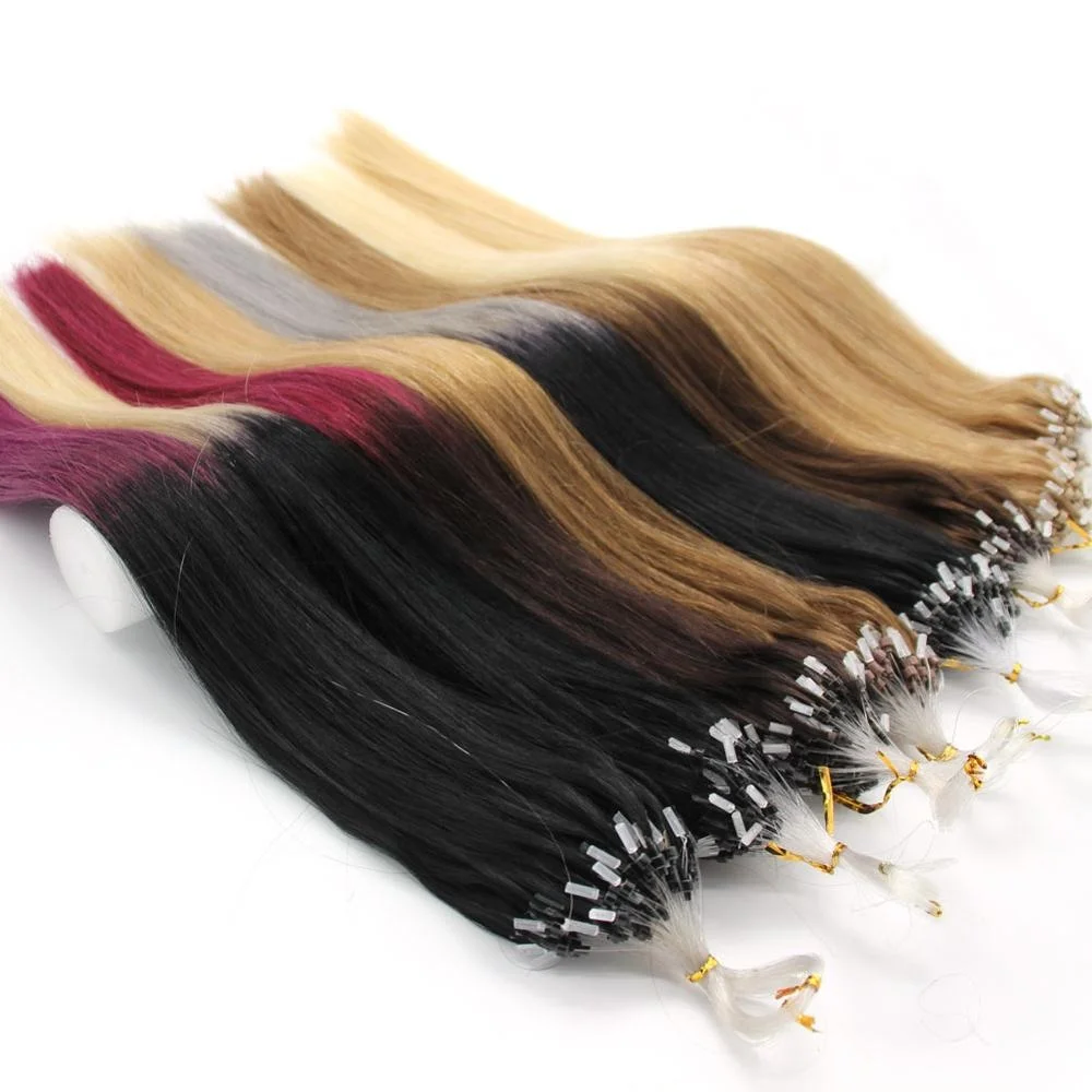 

14-26inch 100s Easy Loop/Micro Ring Beads Remy Real Human Hair Extensions two tone Ombre Hair Straight