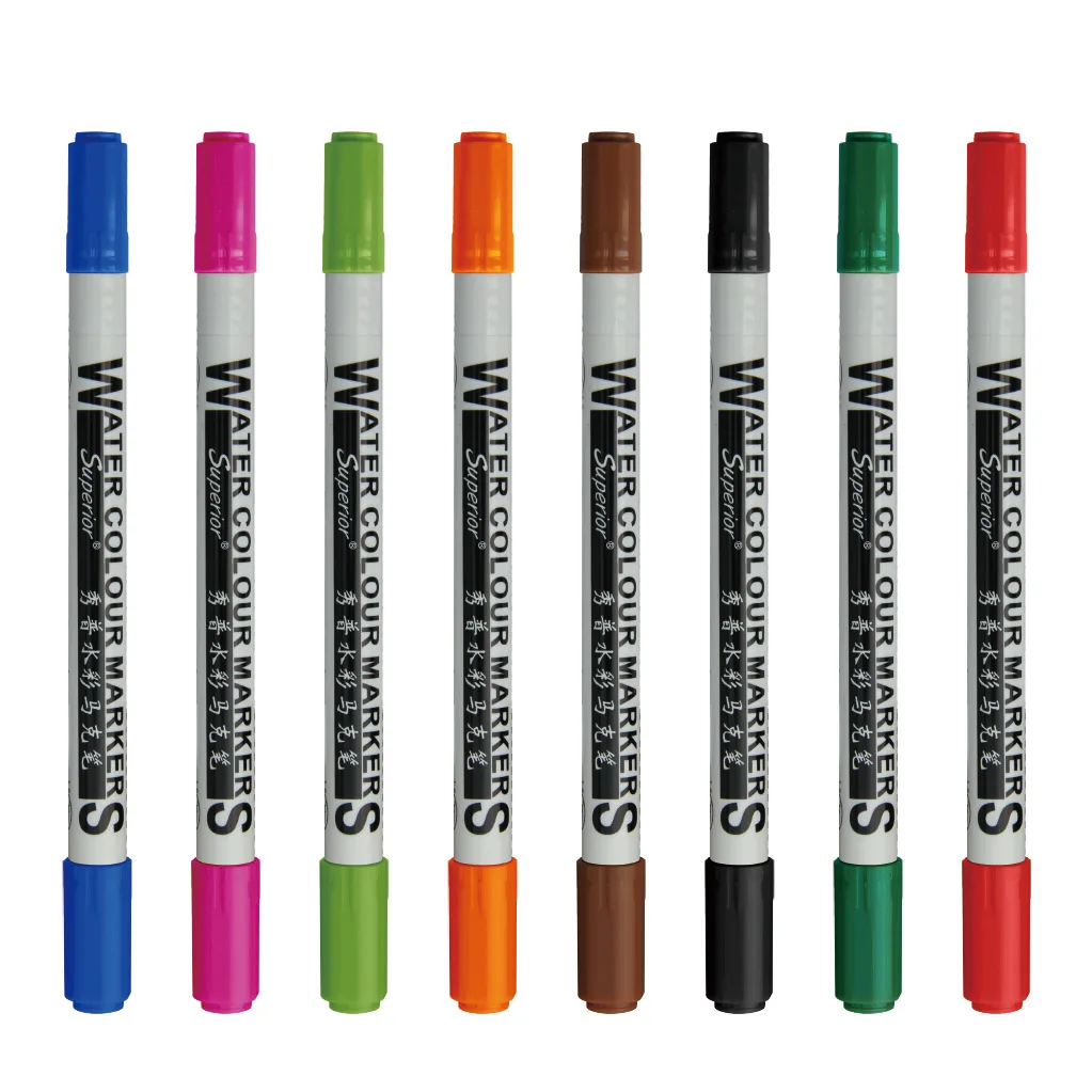 Superior Water Based Water Colour Marker Double Head Fiber Tip12/24/36 ...