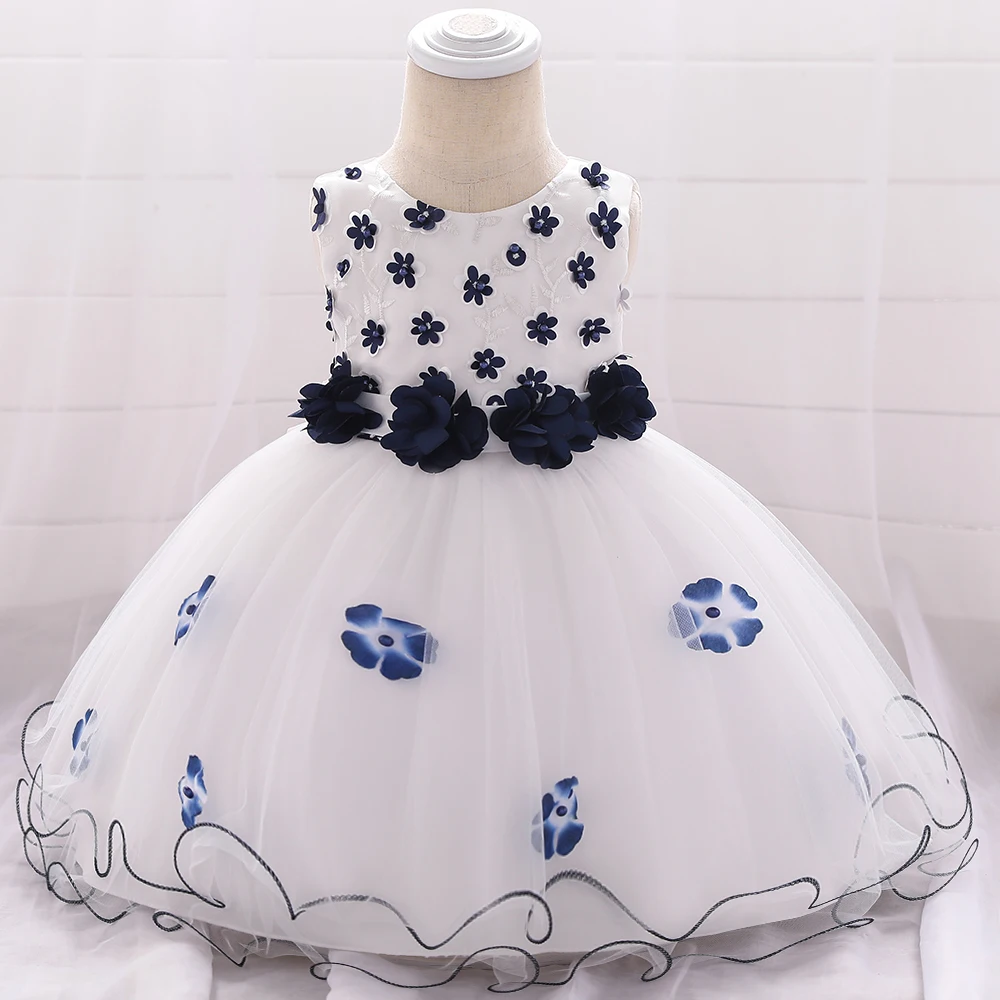 

Latest Children Short Dress Design Flower Print Tulle Satin Baby Girls Frocks Birthday Party Wedding Prom Dresses L1895XZ, Blue;pink;peach