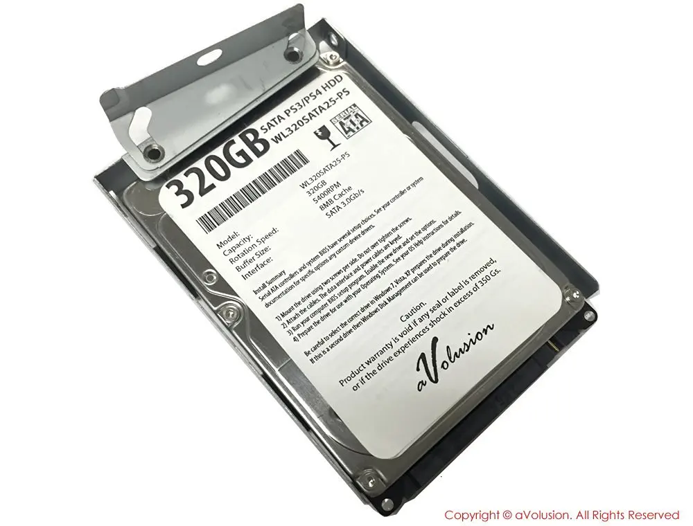 Avolusion 320GB 2.5" SATA (PS3) Playstation3 Hard Drive (PS3 Fat, PS3 Slim, PS3 Super Slim CECH-400x Series) + HDD Mounting Bracket - 2 Years Warranty