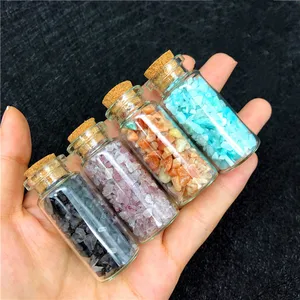 Image of natural quartz crystal chips mini size bottle crystal gift crafts gemstone water bottle for sale