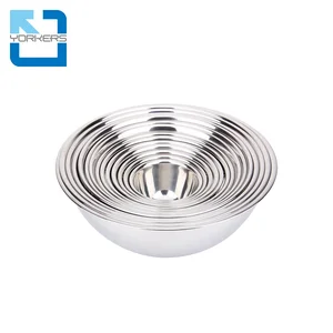 Image of Wholesale Kitchen Metal Thicken Serving Salad Bowls Set Stainless Steel Mixing Bowl