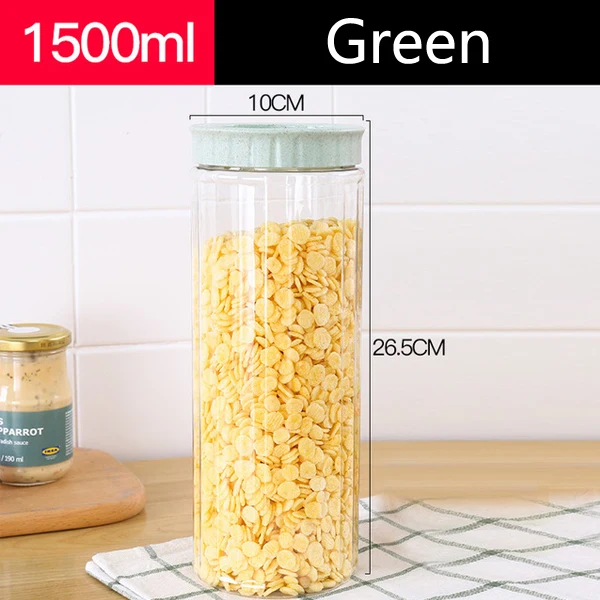 1.5L 50oz Wholesale plastic Food storage kitchen containers clear wide mouth empty round spice jar with lid
