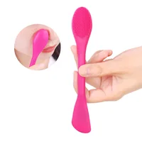 

China Manufacturer Professional Silicone Washable Double Head Makeup Facial Cleansing Brush Mask Applicator Brush
