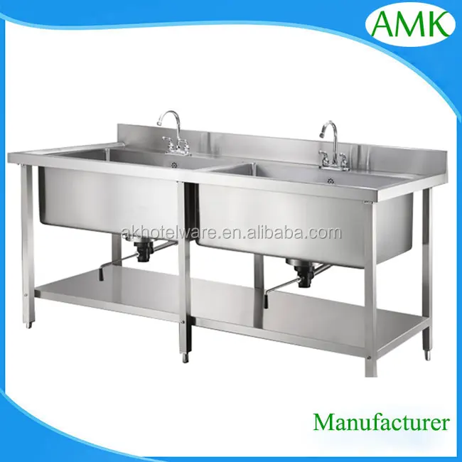Japan Kitchen Commercial Double Bowl Stainless Steel Sink Stand With
