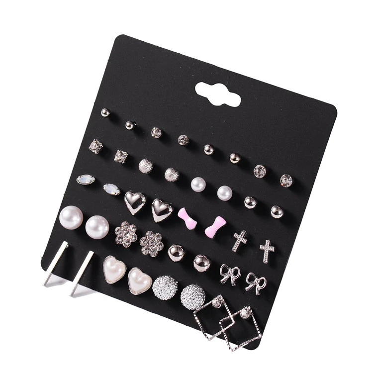 

20 pairs of earring pearl geometric stainless steel mini stud earrings set for women