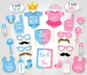 Baby Shower Photo Props Pink Blue Photo Booth Props Newborn Girl