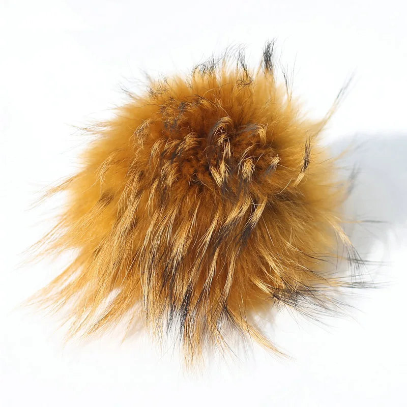 Fluffy Genuine 15cm Colorful Raccoon Dog Fur Ball With Rubber Band Or ...