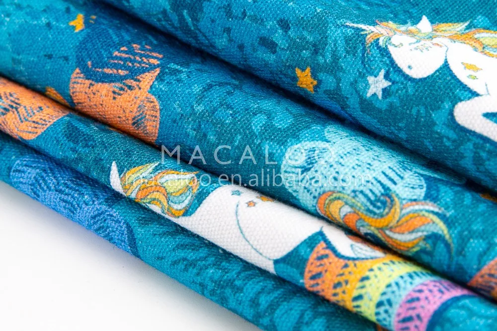 Unicorns digital printing canvas woven cotton fabric