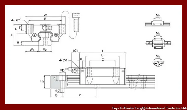 PMI Linear Guideway MSA15E,MSA20E,MSA25E,MSA30E,MSA35E,MSA45E
