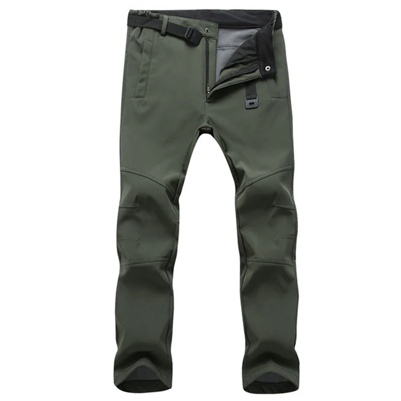 

Men's Softshell Pants Outdoor Waterproof Pants Men Snow Ski Hiking Fleece Lined Trousers, As picture or custome color